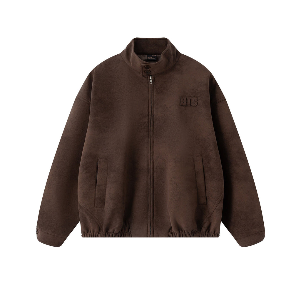 RickyisClown_Pu_Textured_Patch_Applique_Stand_Collar_Men's_Polyester_Harrington_Jackets_MISSTT