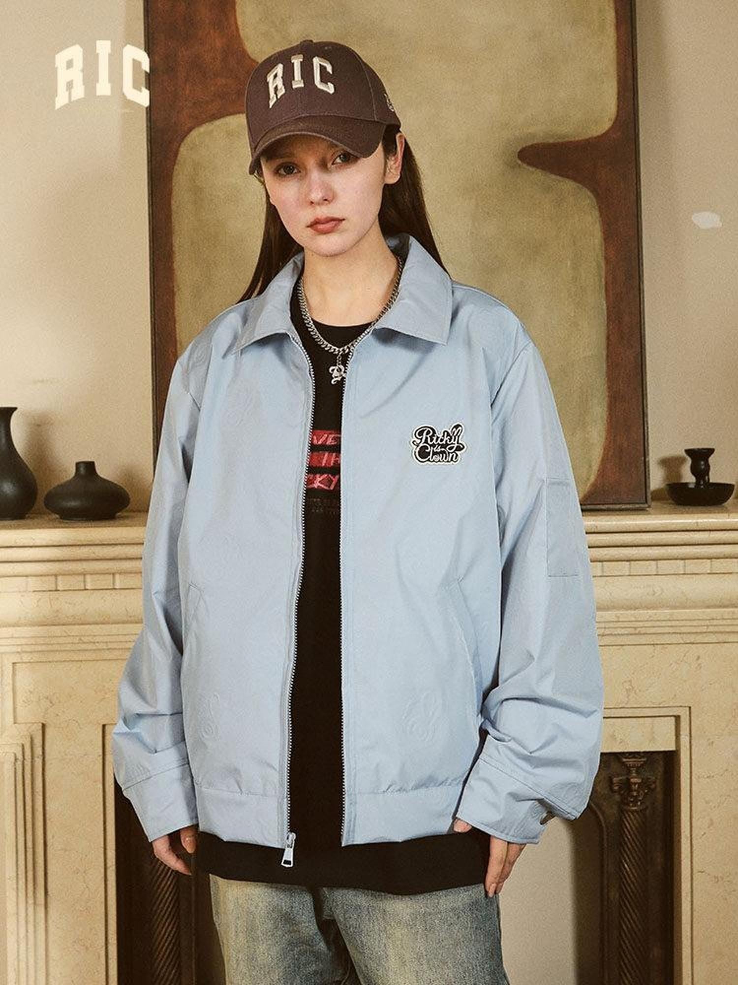 RickyisClown Rabbit Embossed Imprint Motif American Style Men's Coach Jackets
