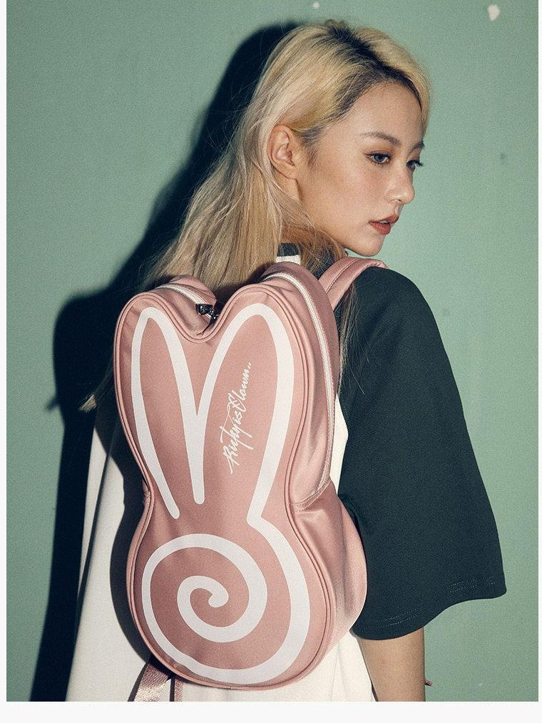 RickyisClown Rabbit Swirl Signature Motif Print Pattern Logo Men's Backpacks