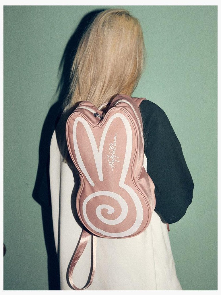 RickyisClown Rabbit Swirl Signature Motif Print Pattern Logo Men's Backpacks