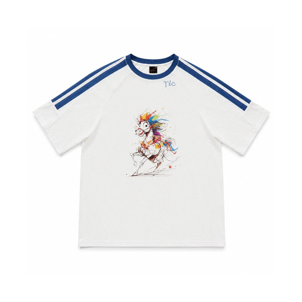 RickyisClown_Rainbow_Pony_Print_Colorblock_Couple_Men's_Short_Sleeve_T-shirts_MISSTT