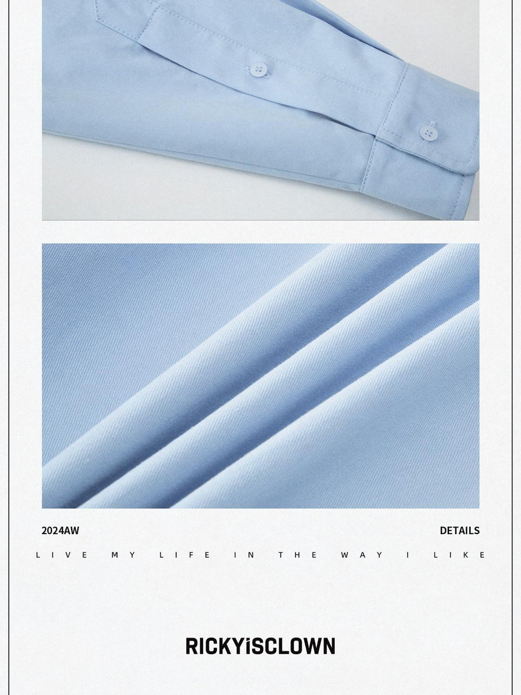 RickyisClown Relaxed Script Letter Embroidery Turn Down Collar Men's Cotton Casual Shirts