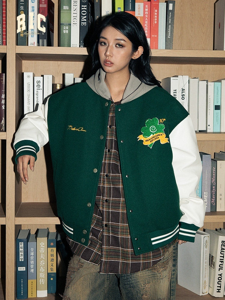 RickyisClown_Retro_Trefoil_Embroidered_Baseball_Collar_Men's_Polyester_Varsity_Jackets_MISSTT