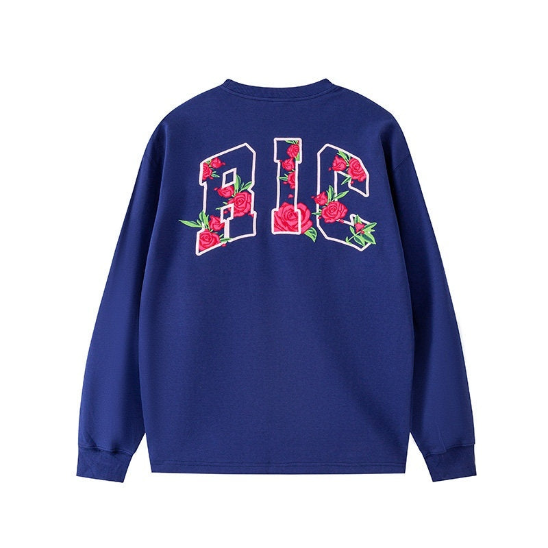 RickyisClown_Rose_Embroidered_Slim_Fit_Men's_Cotton_Blend_Long_Sleeve_T-shirts_MISSTT
