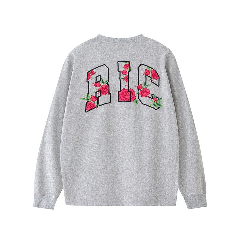 RickyisClown_Rose_Embroidered_Slim_Fit_Men's_Cotton_Blend_Long_Sleeve_T-shirts_MISSTT