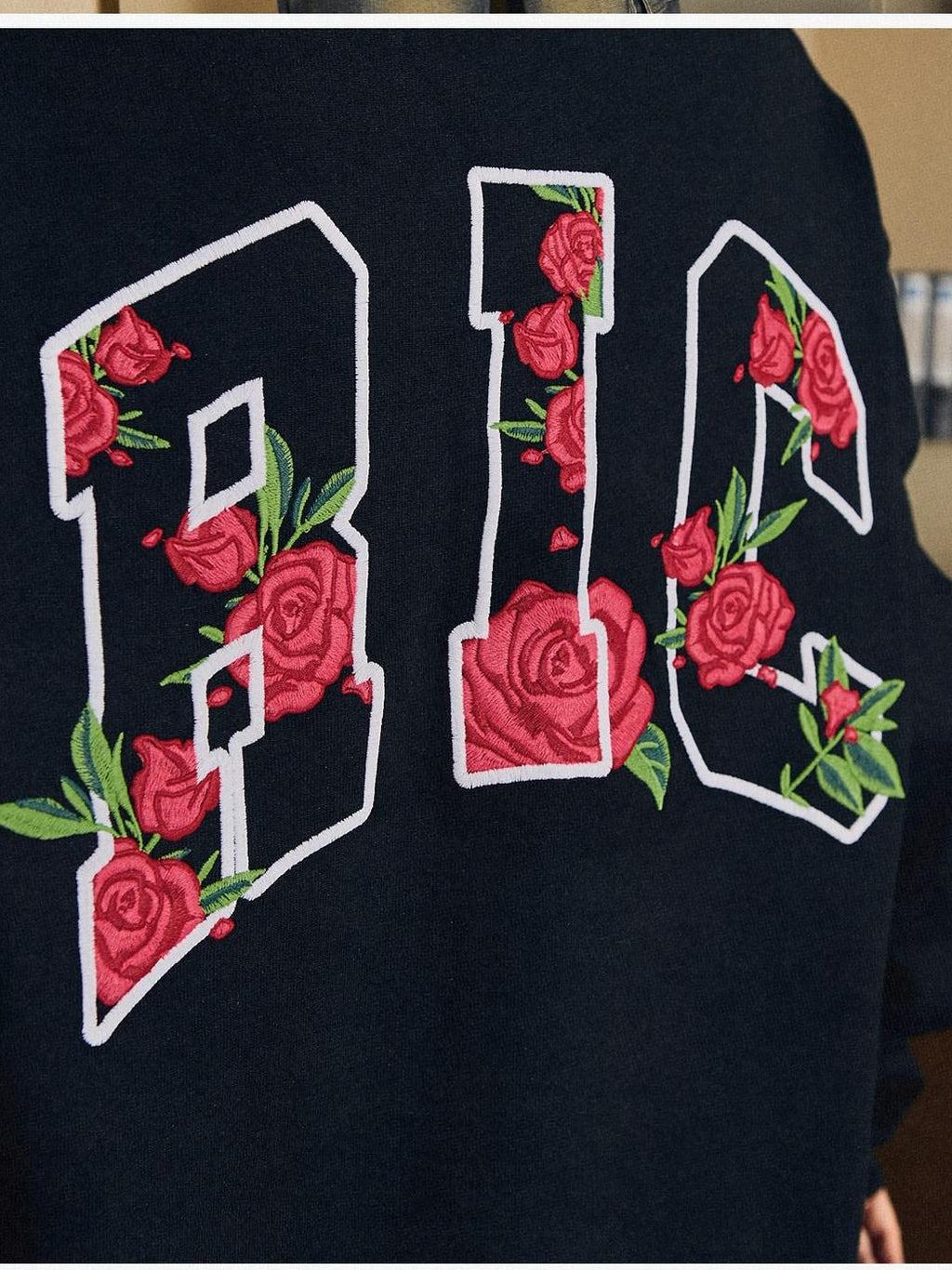 RickyisClown Rose Embroidered Slim Fit Men's Cotton Blend Long Sleeve T-shirts