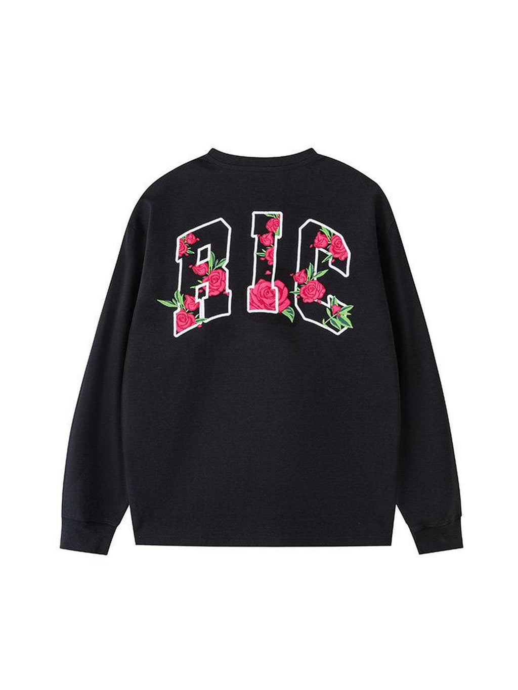RickyisClown Rose Embroidered Slim Fit Men's Cotton Blend Long Sleeve T-shirts