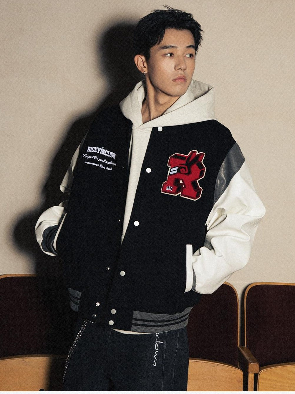 RickyisClown Rugby Rabbit Baseball Collar Oversized Men's Polyester Puffer Jackets