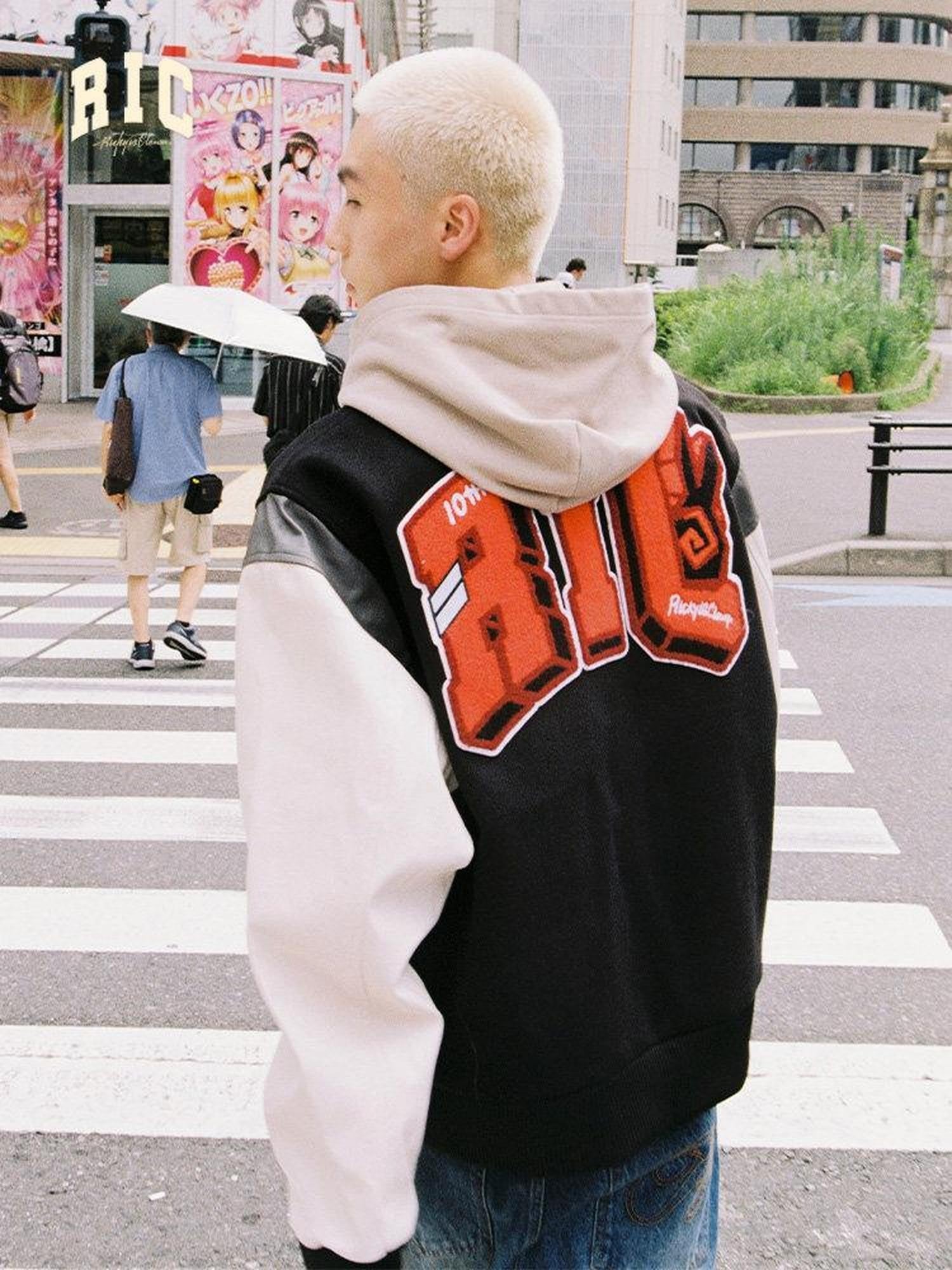 RickyisClown Rugby Rabbit Baseball Collar Oversized Men's Polyester Puffer Jackets