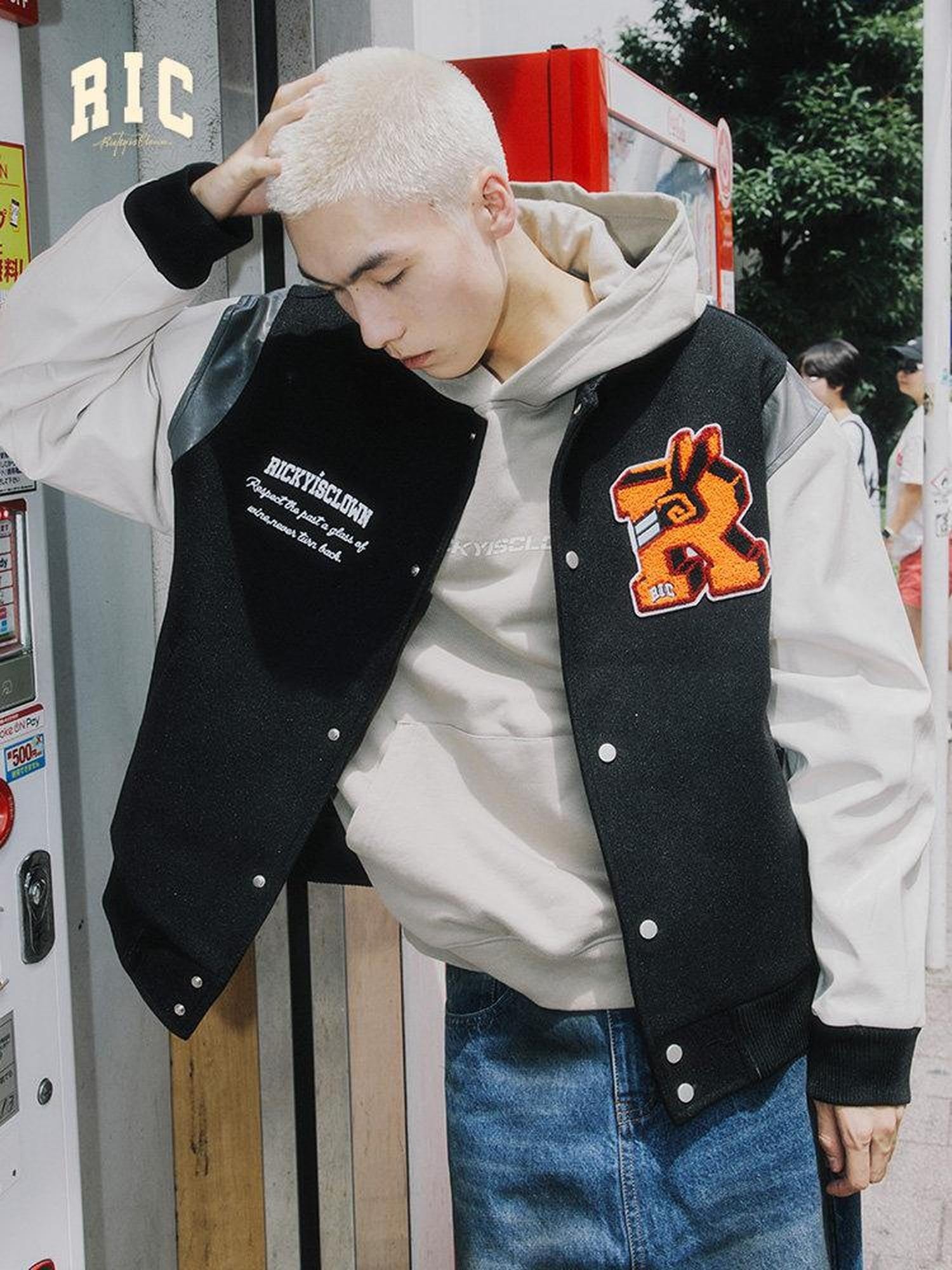 RickyisClown Rugby Rabbit Baseball Collar Oversized Men's Polyester Puffer Jackets