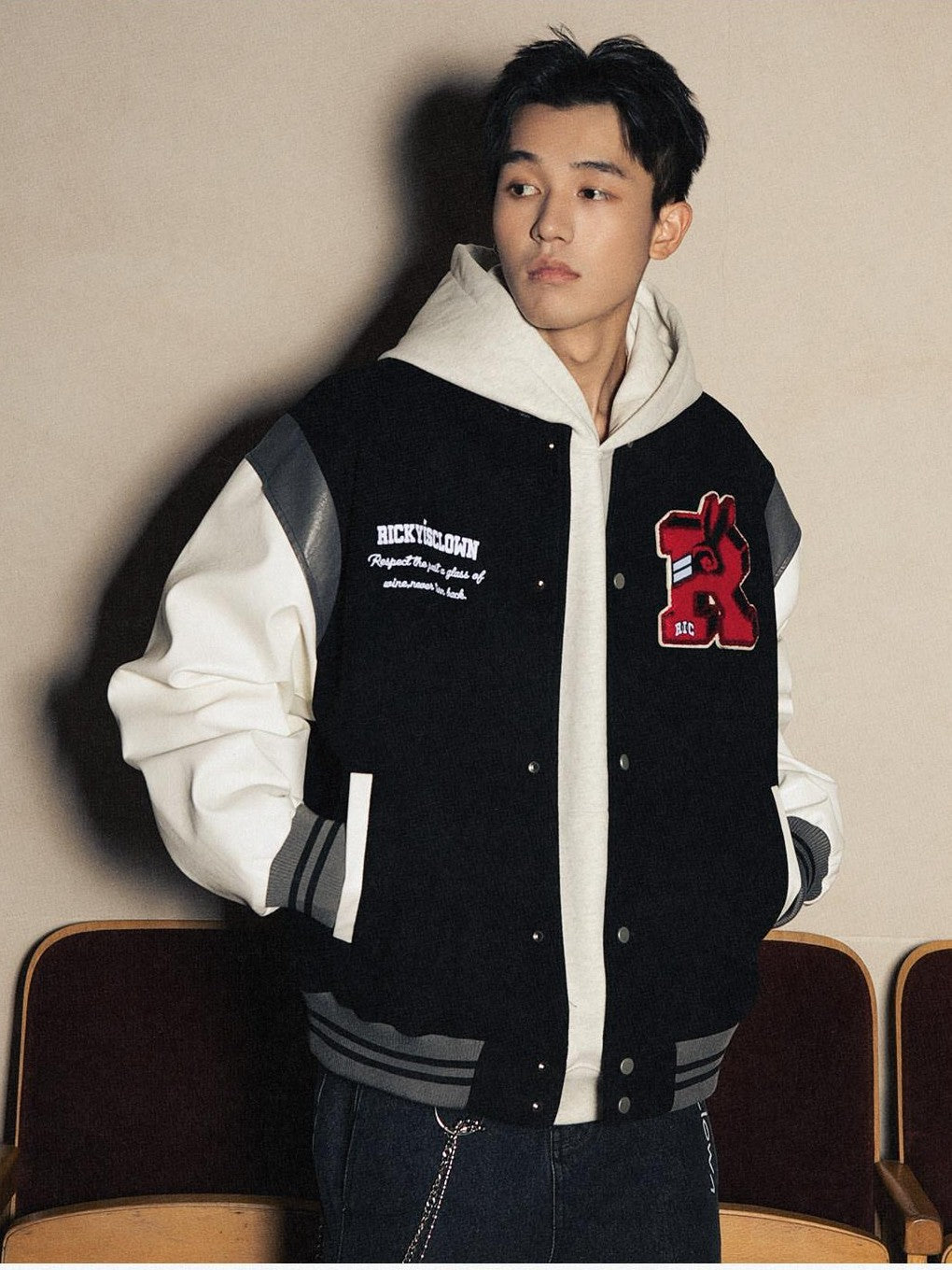RickyisClown Rugby Rabbit Baseball Collar Oversized Men's Polyester Puffer Jackets