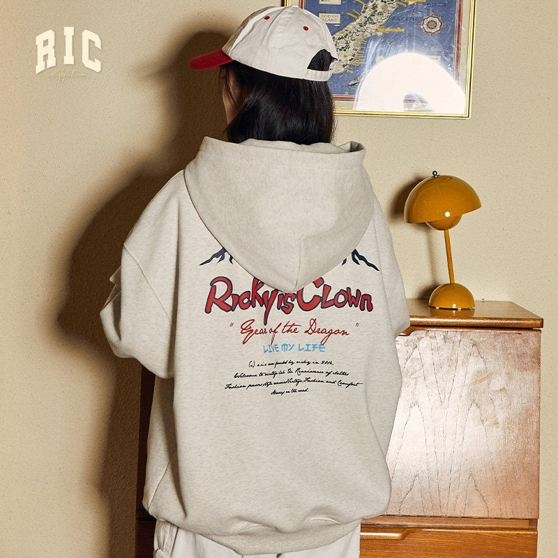 RickyisClown_Snow_Mountain_Letter_Print_Casual_Loose_Men's_Pullover_Hoodies_MISSTT