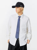 Solid Contrast Back Letter Embroidery Loose Men's Polyester Dress Shirts