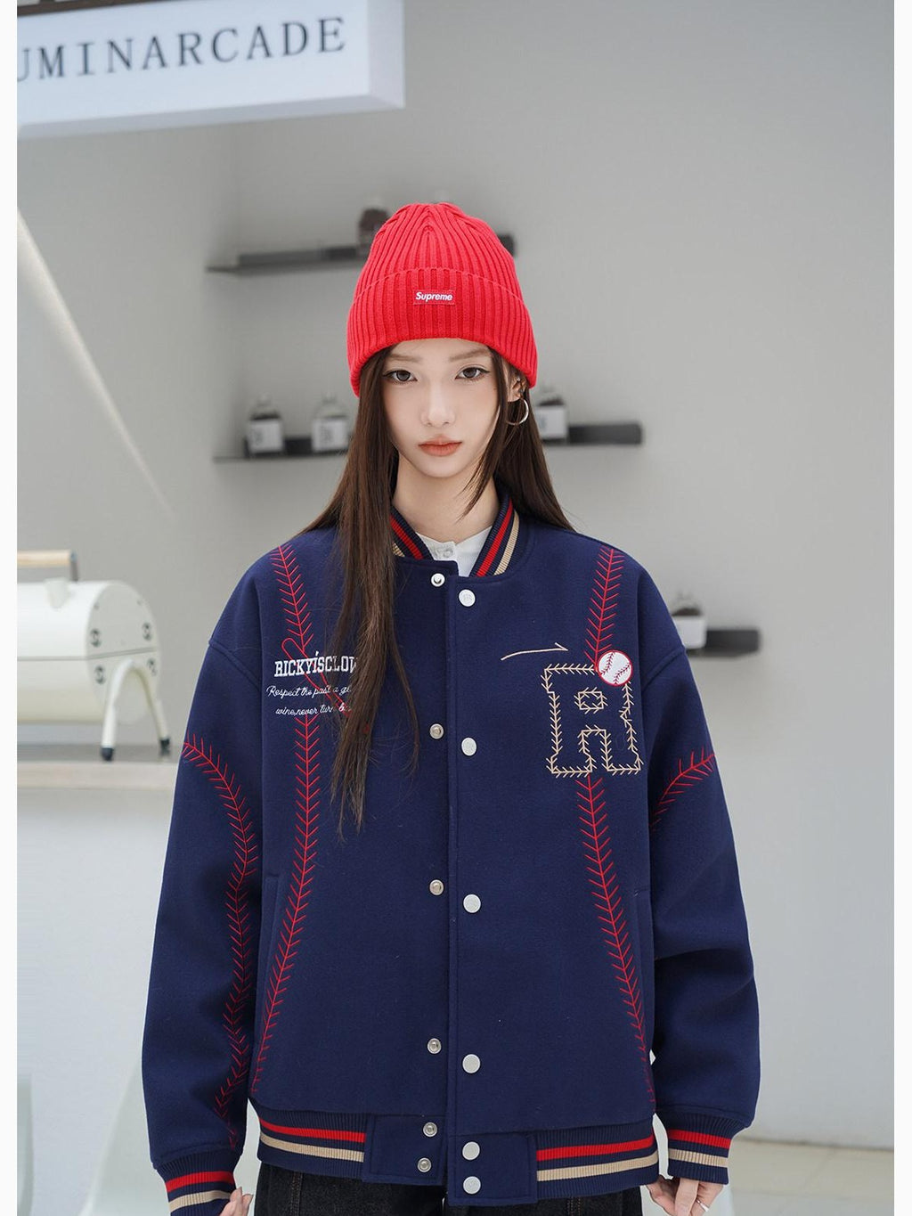 RickyisClown Sporty Baseball Quilted Loose Fit Men's Cotton Padded Puffer Jackets