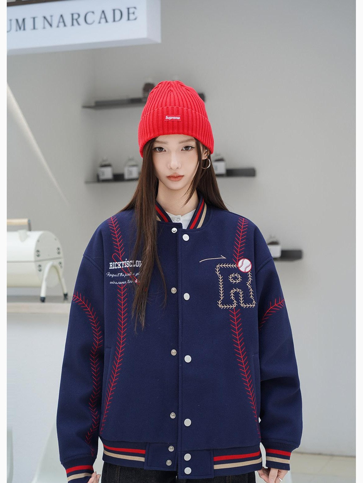 RickyisClown Sporty Baseball Quilted Loose Fit Men's Cotton Padded Puffer Jackets