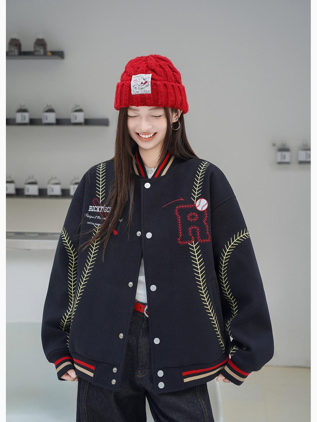 RickyisClown Sporty Baseball Quilted Loose Fit Men's Cotton Padded Puffer Jackets