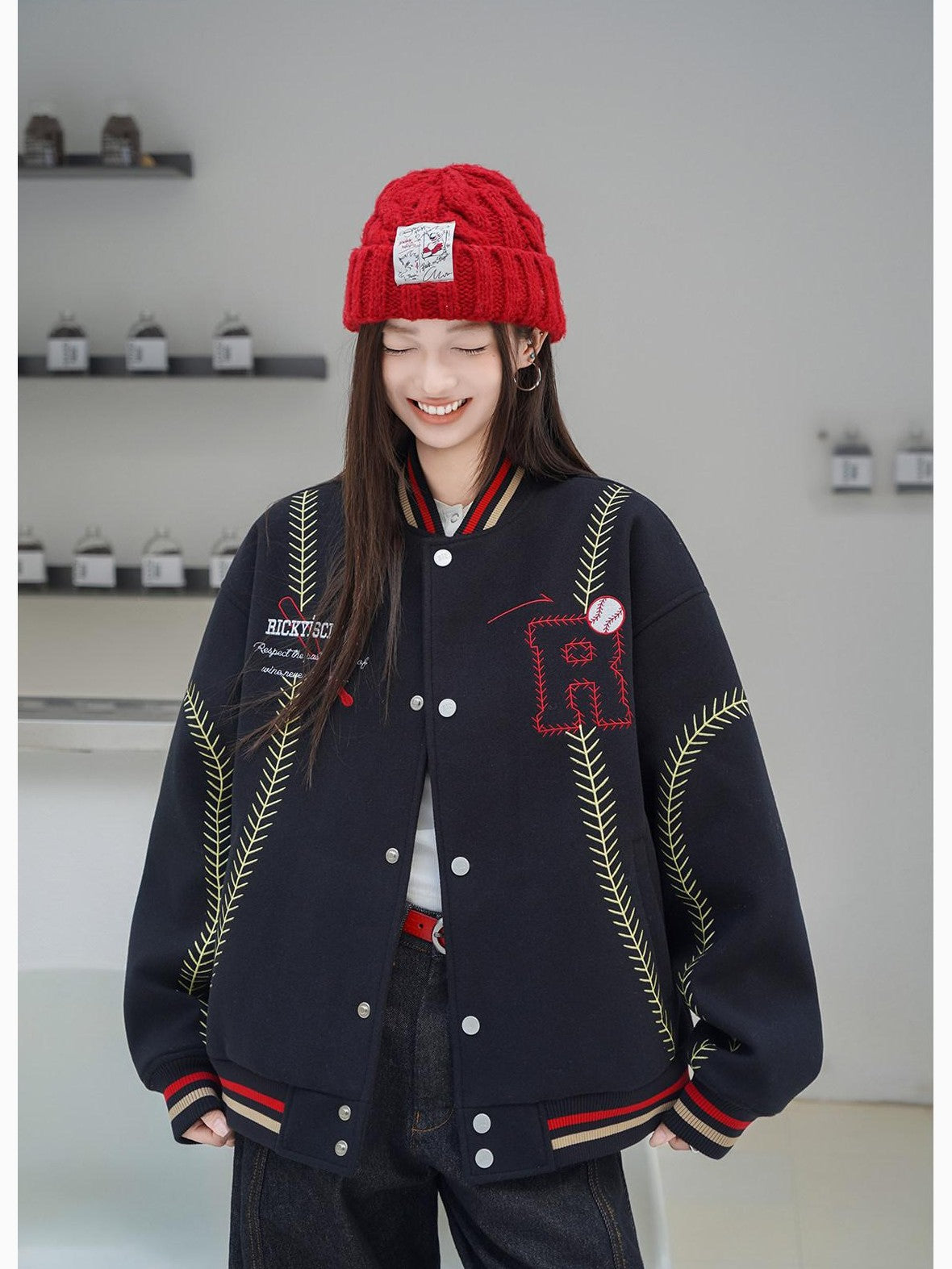 RickyisClown Sporty Baseball Quilted Loose Fit Men's Cotton Padded Puffer Jackets