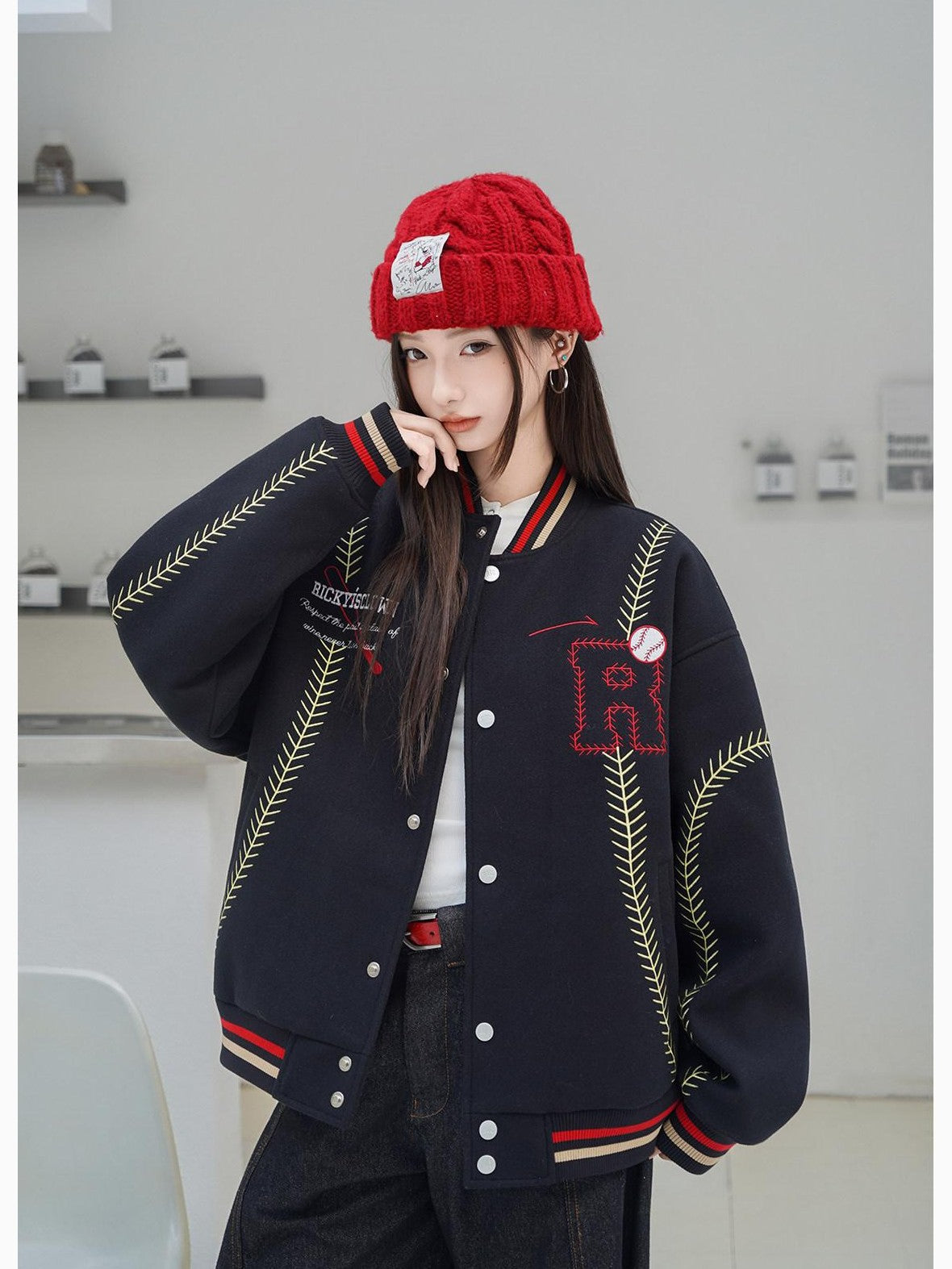 RickyisClown Sporty Baseball Quilted Loose Fit Men's Cotton Padded Puffer Jackets