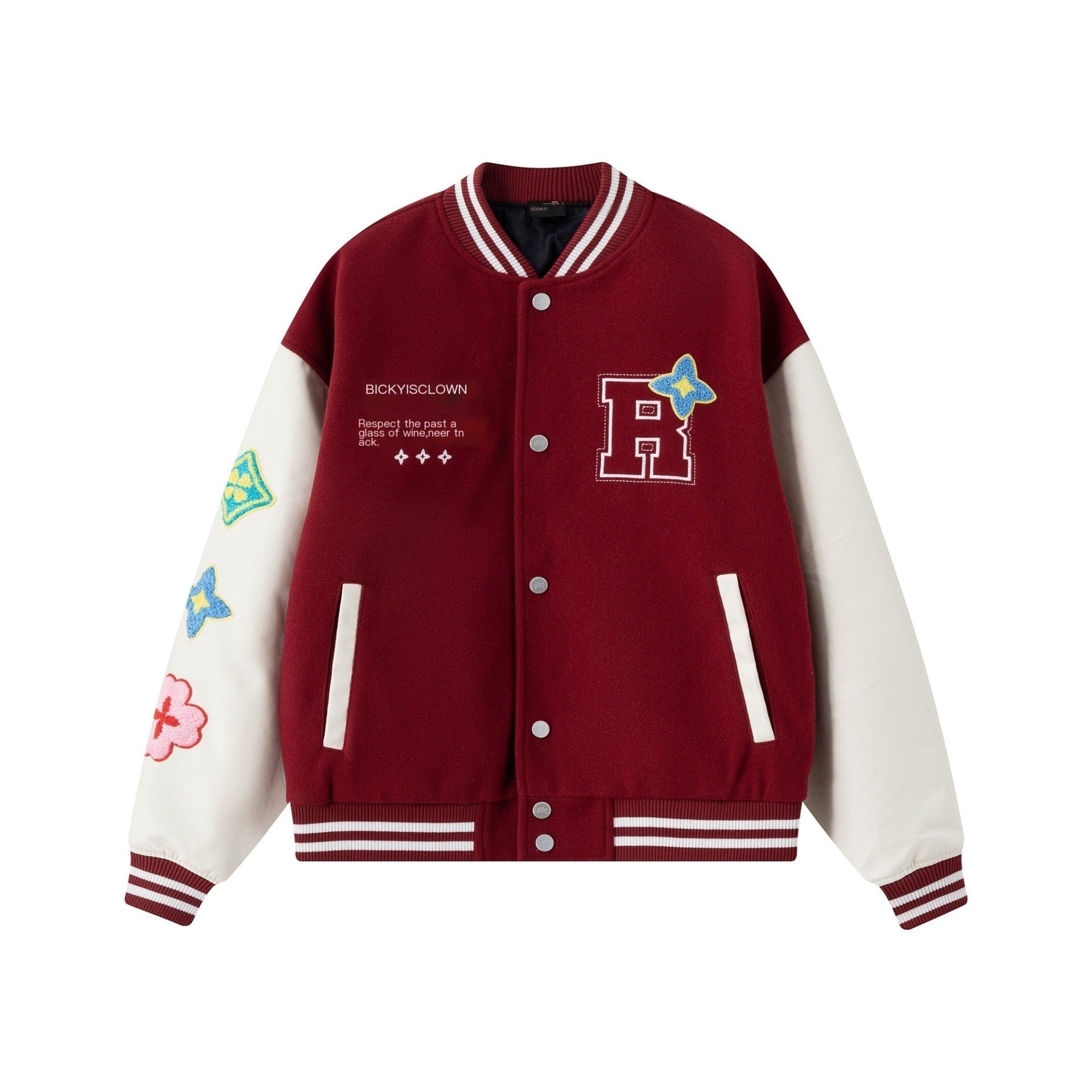RickyisClown_Star_Floral_Terry_Embroidery_Letter_Ribbed_Hem_Men's_Polyester_Baseball_Jerseys_MISSTT