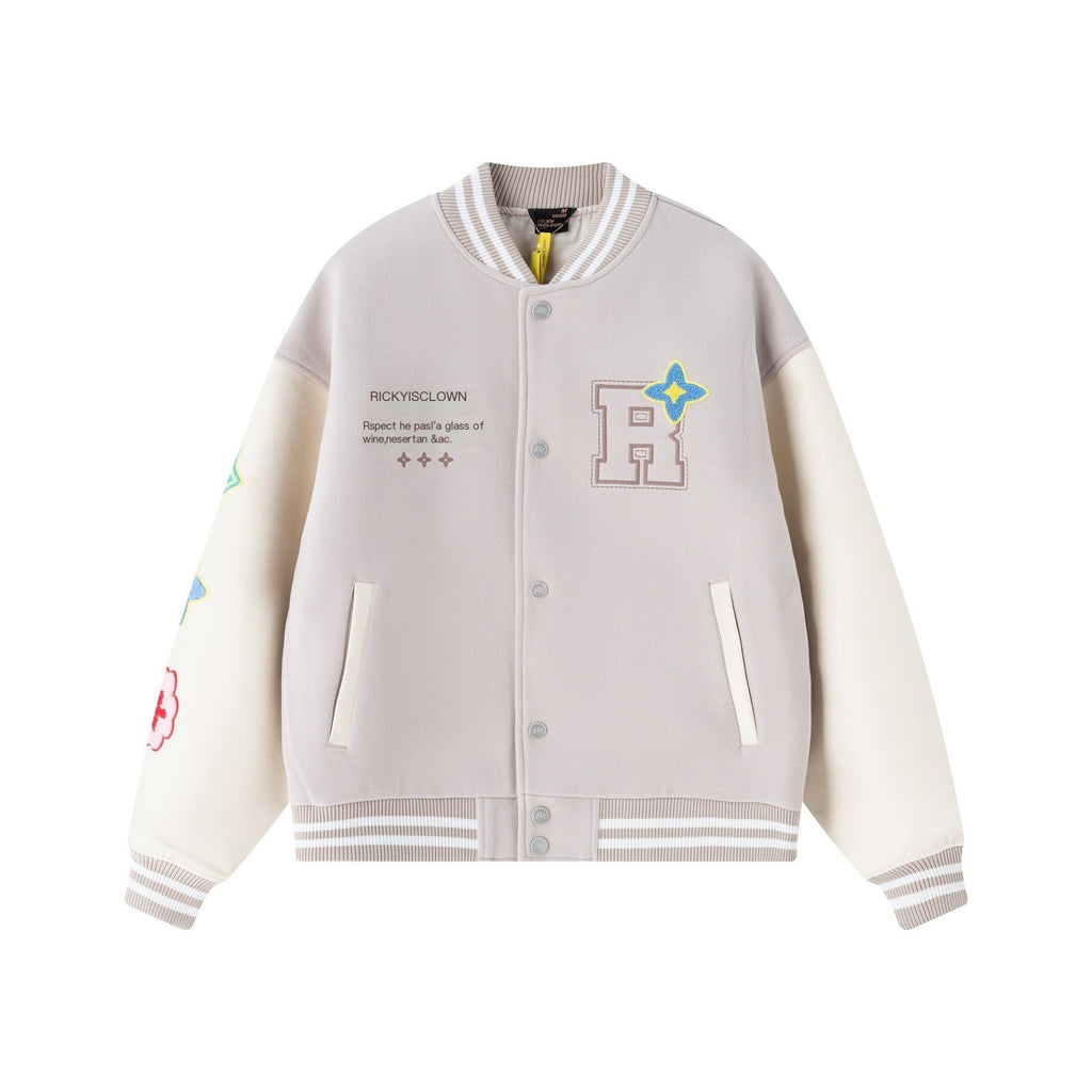RickyisClown_Star_Floral_Terry_Embroidery_Letter_Ribbed_Hem_Men's_Polyester_Baseball_Jerseys_MISSTT