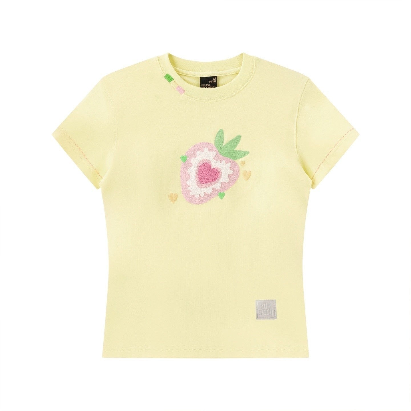 RickyisClown_Strawberry_Chenille_Embroidered_Slim_Men's_Cotton_Blend_Short_Sleeve_T-shirts_MISSTT
