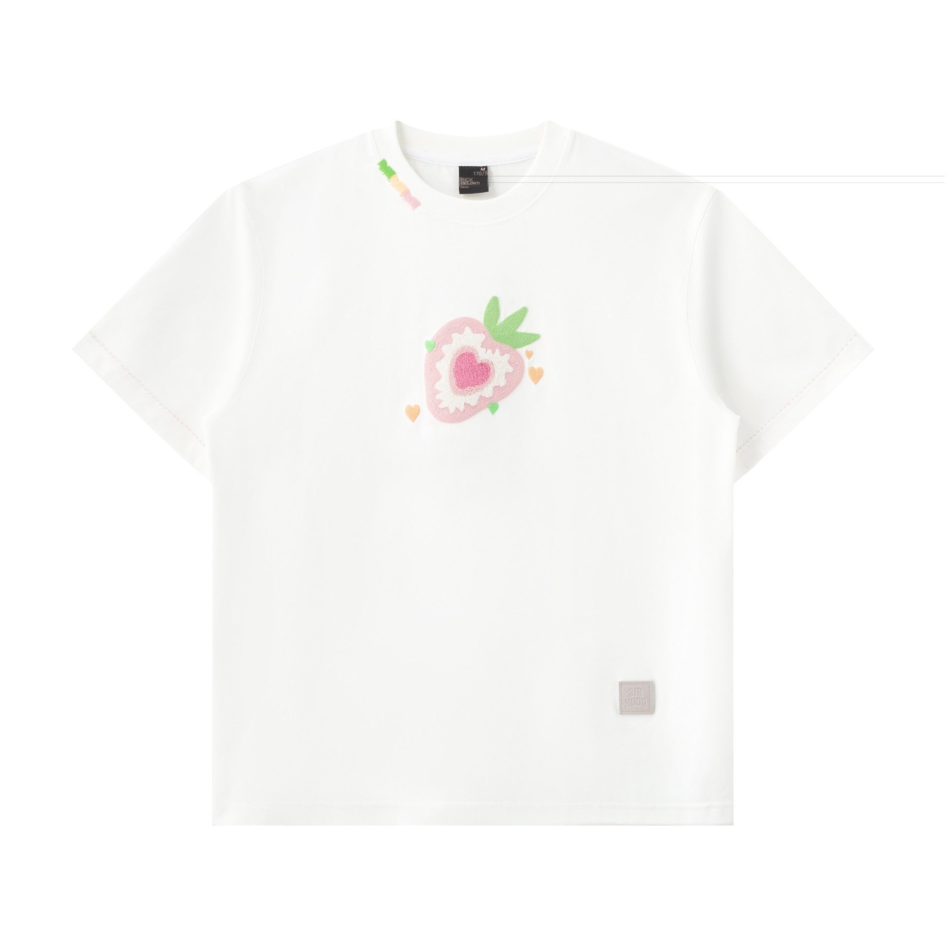 RickyisClown_Strawberry_Chenille_Embroidered_Slim_Men's_Cotton_Blend_Short_Sleeve_T-shirts_MISSTT