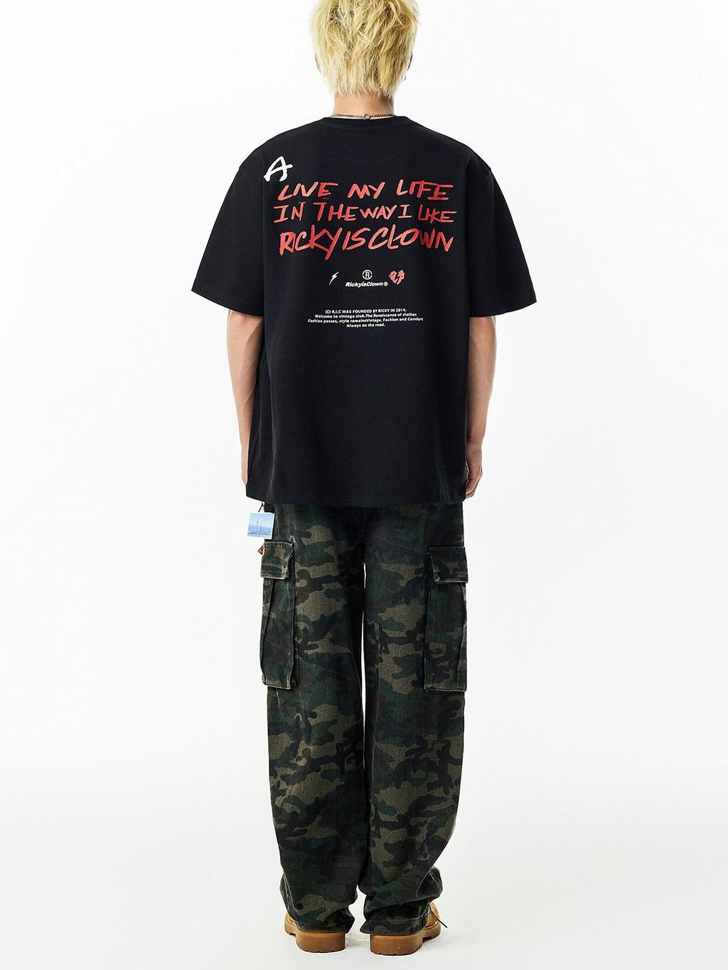 RickyisClown Streetwear American Oversized Men's Pure Cotton Short Sleeve T-shirts