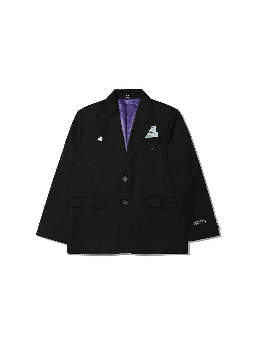 RickyisClown Striped Clown Embroidery Reflective Patch Men's Polyester Viscose Casual Blazers
