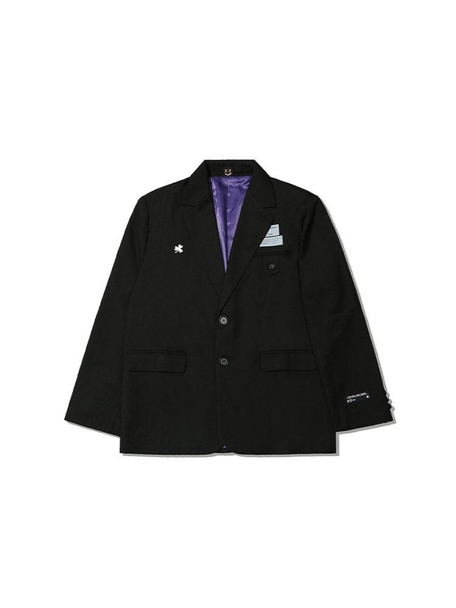 RickyisClown Striped Clown Embroidery Reflective Patch Men's Polyester Viscose Casual Blazers
