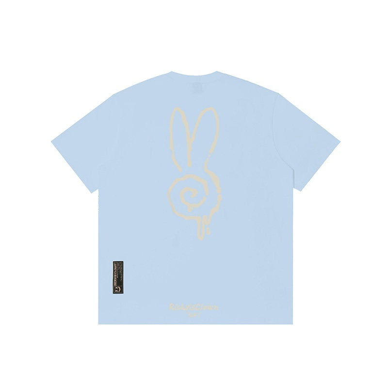 RickyisClown_Swirl_Rabbit_Animal_Print_Men's_100_Percent_Cotton_Short_Sleeve_T-shirts_MISSTT