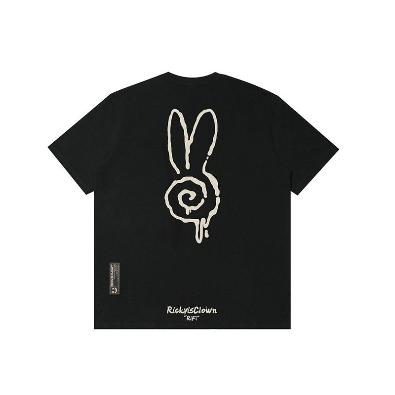 RickyisClown_Swirl_Rabbit_Animal_Print_Men's_100_Percent_Cotton_Short_Sleeve_T-shirts_MISSTT