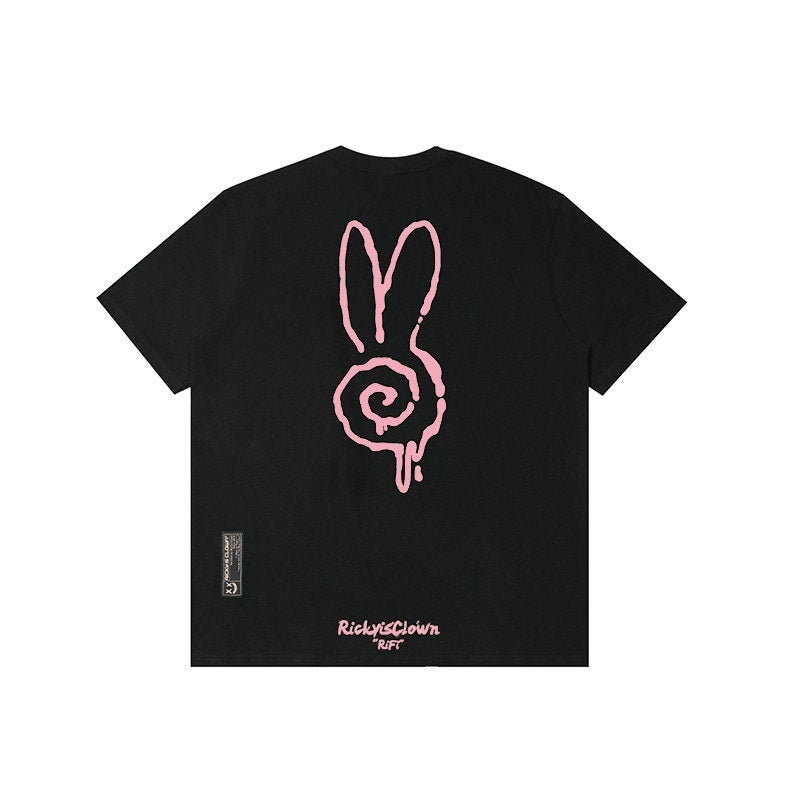 RickyisClown_Swirl_Rabbit_Animal_Print_Men's_100_Percent_Cotton_Short_Sleeve_T-shirts_MISSTT