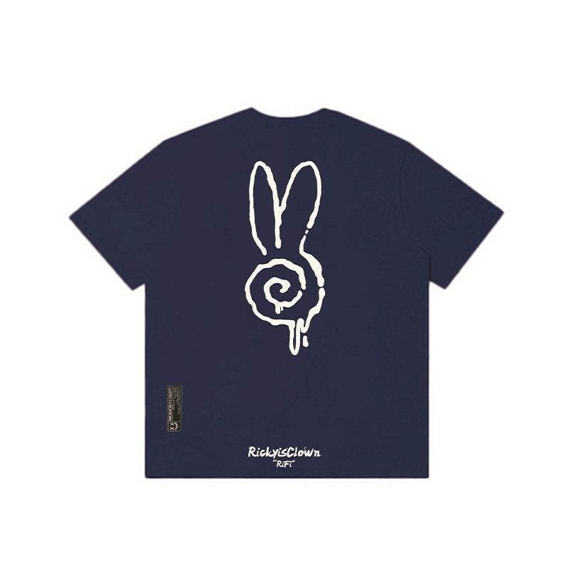 RickyisClown_Swirl_Rabbit_Animal_Print_Men's_100_Percent_Cotton_Short_Sleeve_T-shirts_MISSTT