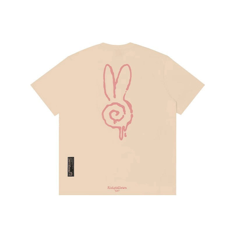 RickyisClown_Swirl_Rabbit_Animal_Print_Men's_100_Percent_Cotton_Short_Sleeve_T-shirts_MISSTT