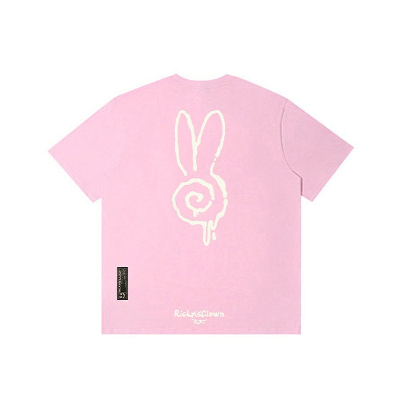 RickyisClown_Swirl_Rabbit_Animal_Print_Men's_100_Percent_Cotton_Short_Sleeve_T-shirts_MISSTT