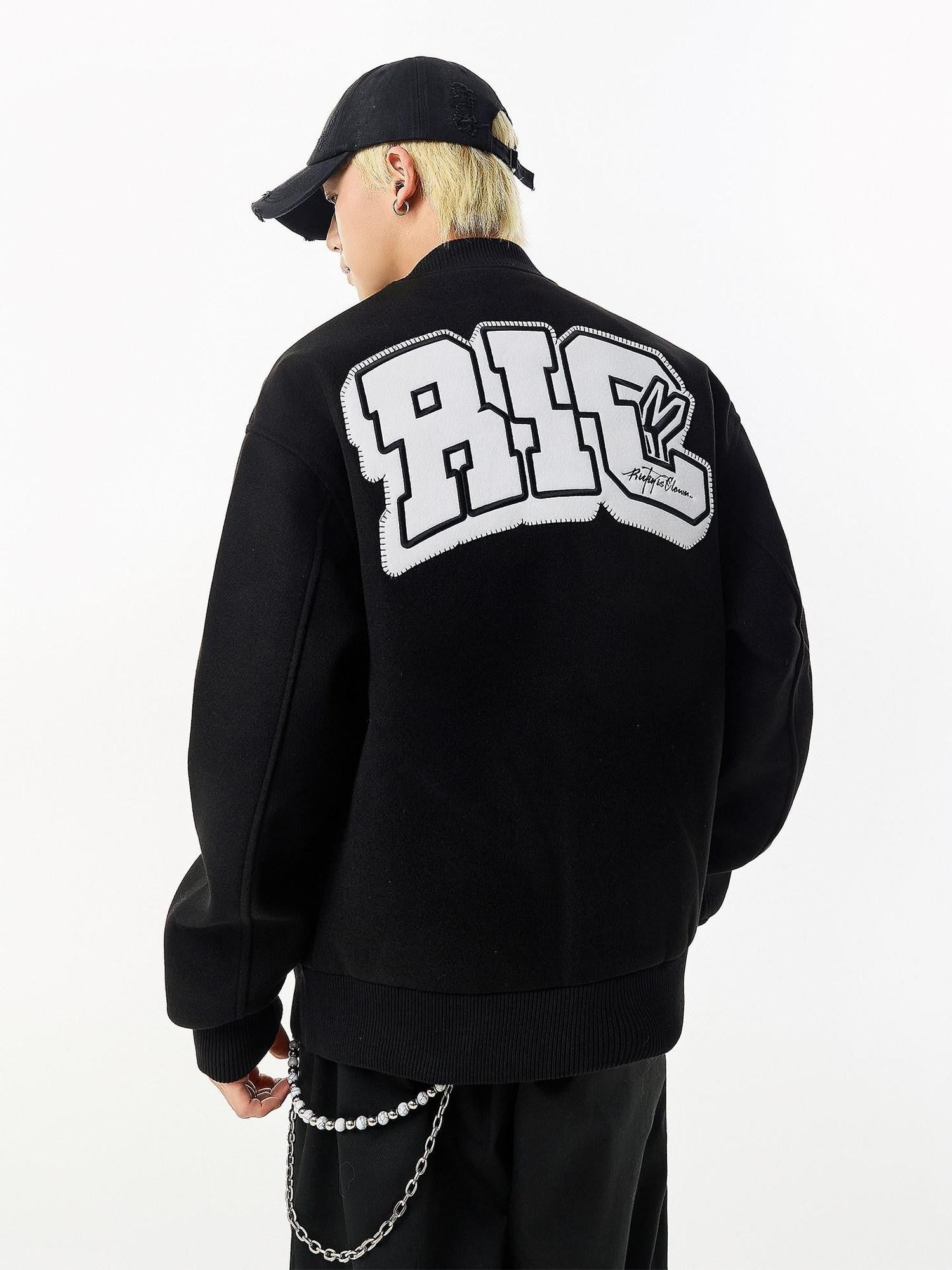 RickyisClown Swirl Rabbit Applique Embroidery Ribbed Hem Men's Polyester Baseball Jerseys
