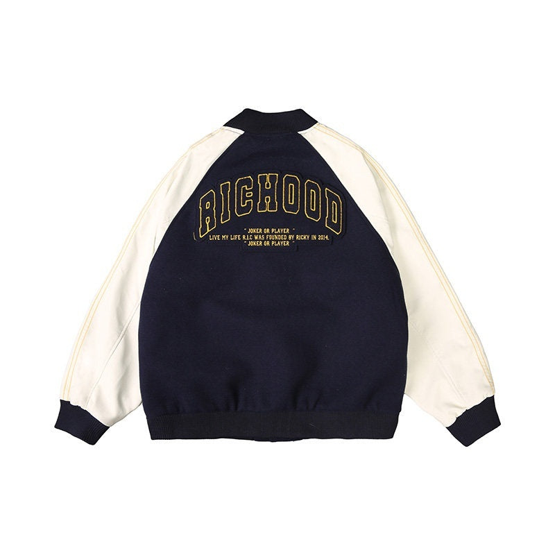 RickyisClown_Swirl_Rabbit_Bee_Chenille_Embroidery_Vintage_Men's_Polyester_Pu_Baseball_Jerseys_MISSTT