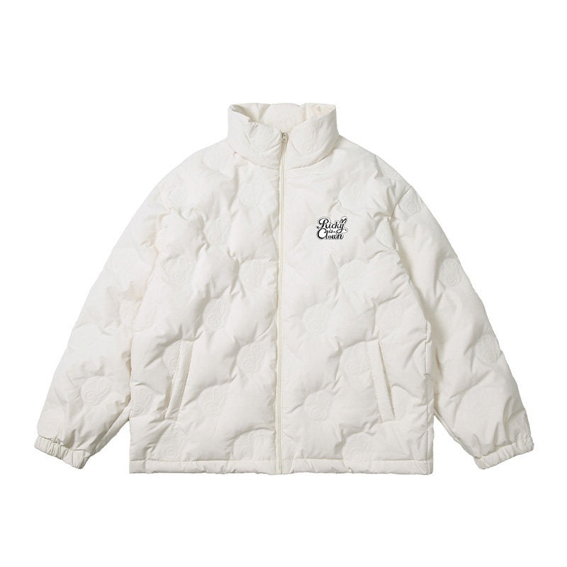 RickyisClown_Swirl_Rabbit_Embossed_Lightweight_Loose_Men's_90_White_Duck_Down_Down_Jackets_MISSTT