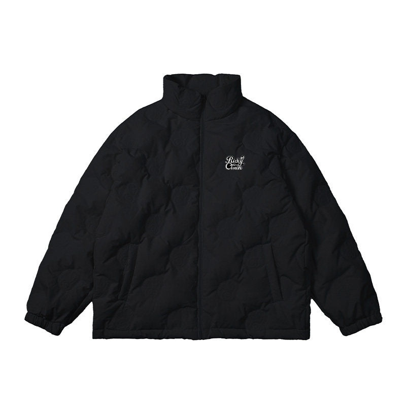 RickyisClown_Swirl_Rabbit_Embossed_Lightweight_Loose_Men's_90_White_Duck_Down_Down_Jackets_MISSTT