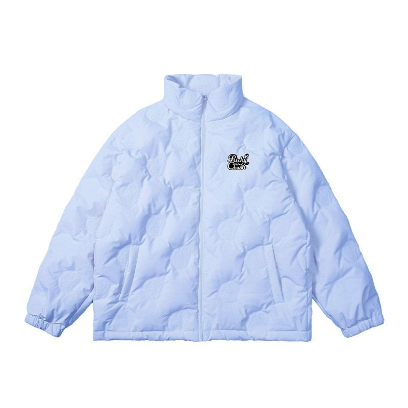 RickyisClown_Swirl_Rabbit_Embossed_Lightweight_Loose_Men's_90_White_Duck_Down_Down_Jackets_MISSTT