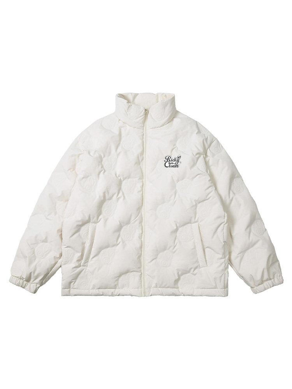RickyisClown Swirl Rabbit Embossed Lightweight Loose Men's 90 White Duck Down Down Jackets