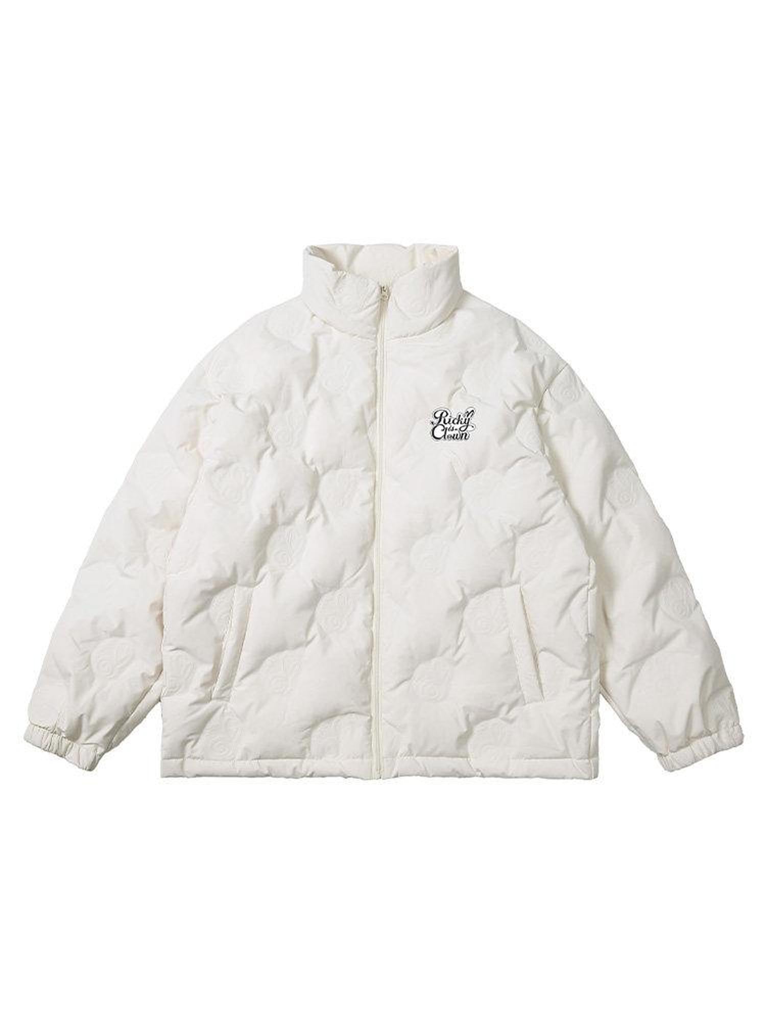 RickyisClown Swirl Rabbit Embossed Lightweight Loose Men's 90 White Duck Down Down Jackets