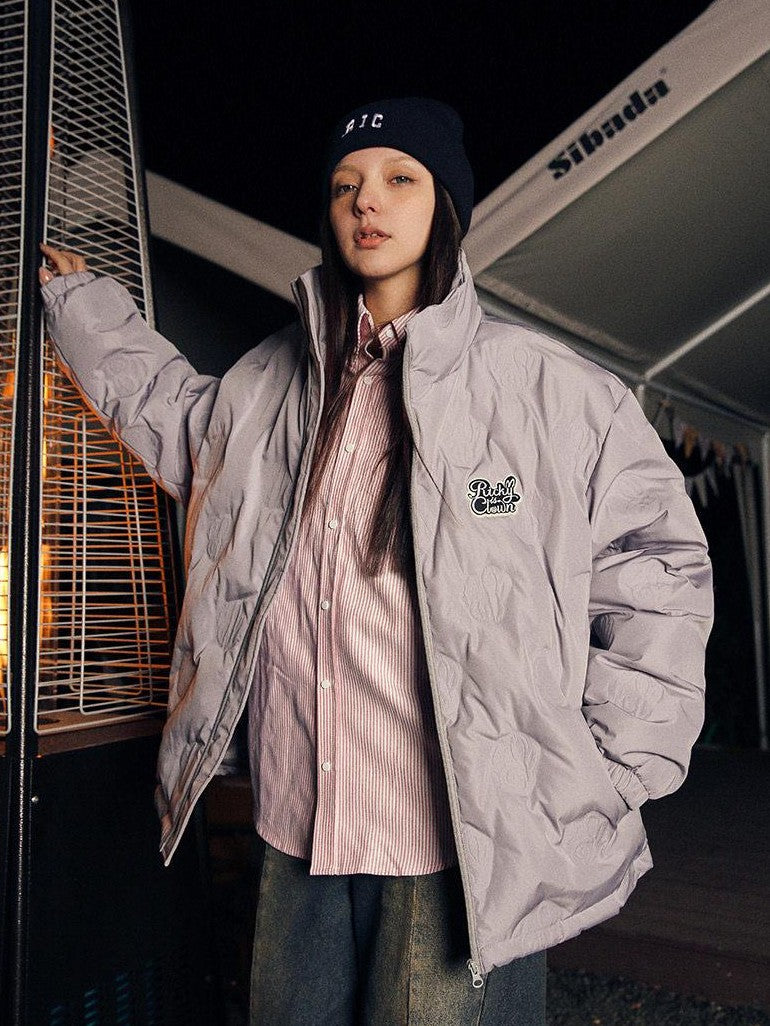 RickyisClown Swirl Rabbit Embossed Lightweight Loose Men's 90 White Duck Down Down Jackets