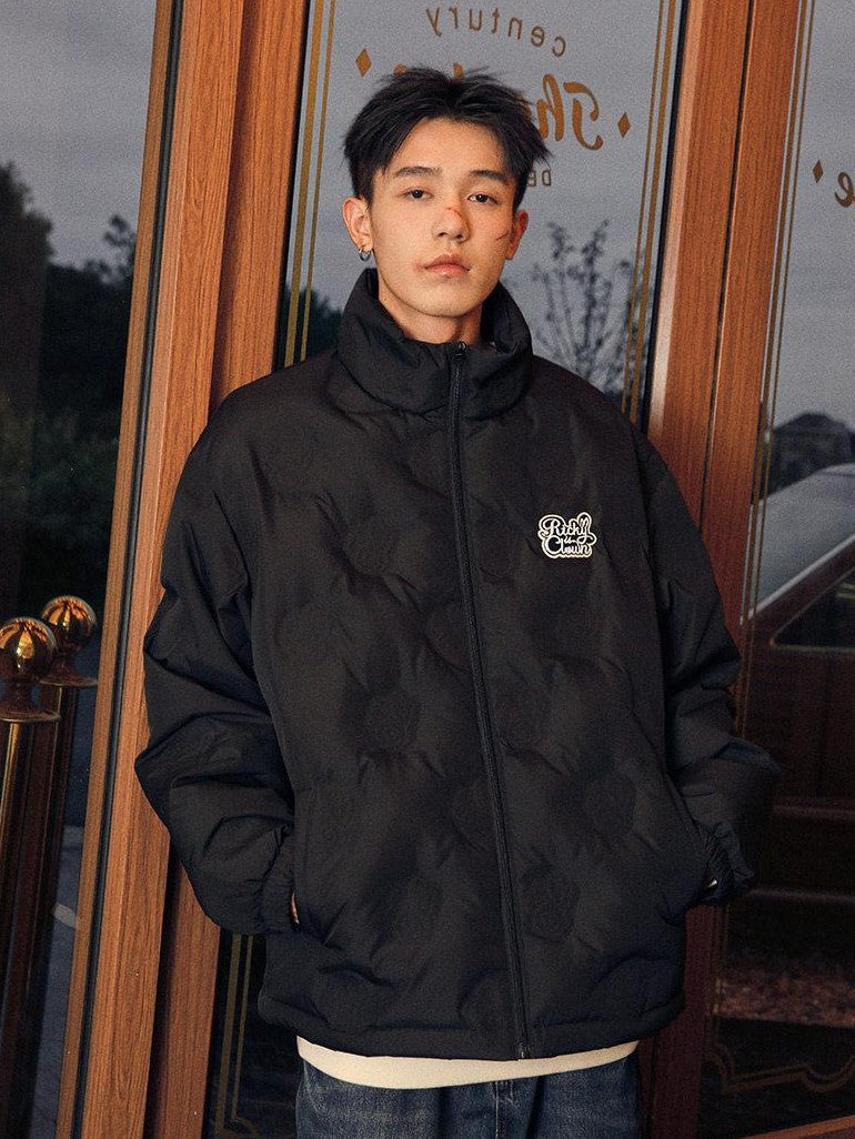 RickyisClown Swirl Rabbit Embossed Lightweight Loose Men's 90 White Duck Down Down Jackets