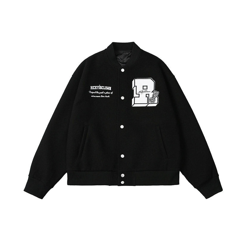 RickyisClown_Swirl_Rabbit_Embroidered_Loose_Fit_Men's_Woolen_Baseball_Jerseys_MISSTT