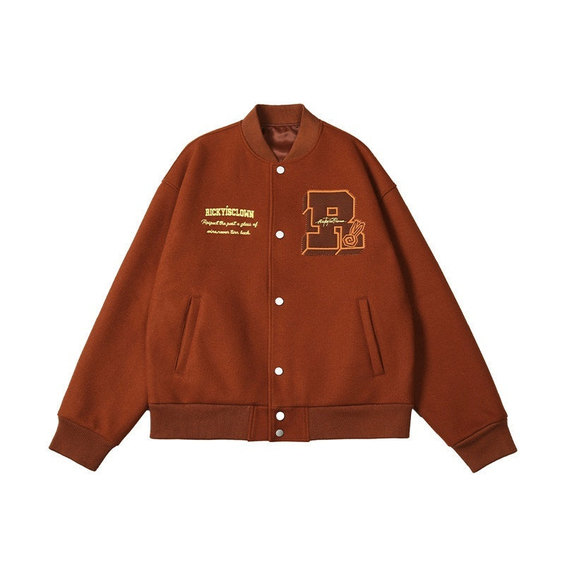 RickyisClown_Swirl_Rabbit_Embroidered_Loose_Fit_Men's_Woolen_Baseball_Jerseys_MISSTT