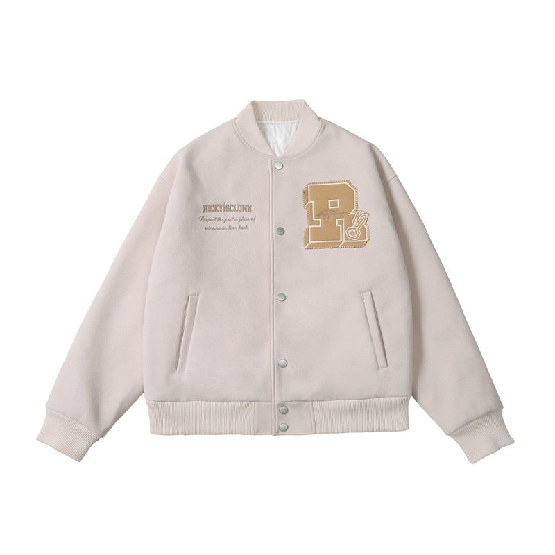 RickyisClown_Swirl_Rabbit_Embroidered_Loose_Fit_Men's_Woolen_Baseball_Jerseys_MISSTT