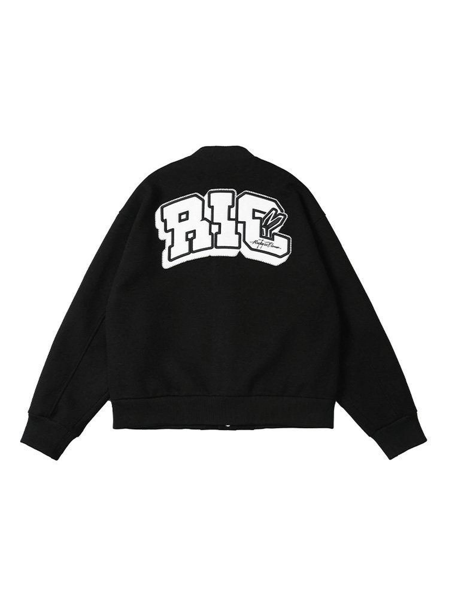 RickyisClown Swirl Rabbit Embroidered Loose Fit Men's Woolen Baseball Jerseys