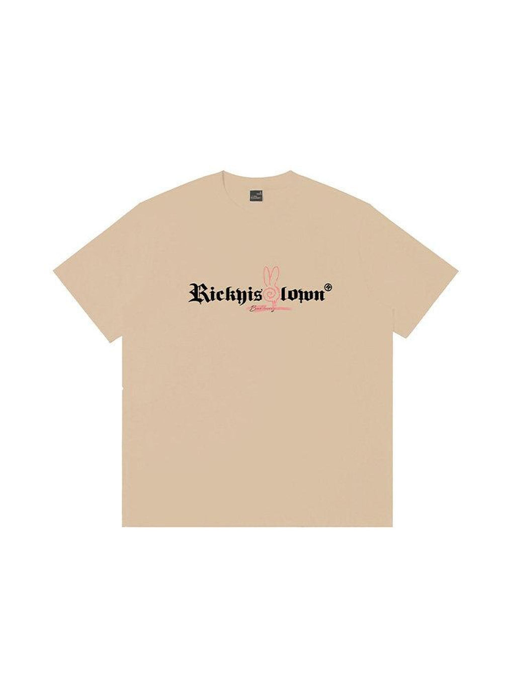 RickyisClown Swirl Rabbit Letter Print Relaxed Men's Cotton Short Sleeve T-shirts