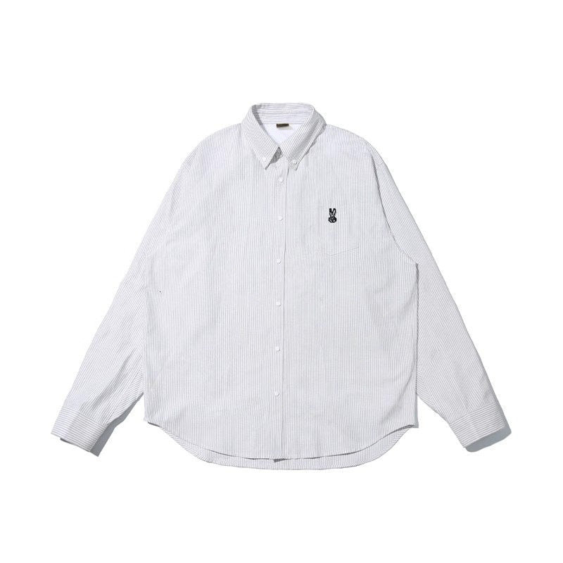 RickyisClown_Swirl_Rabbit_Print_Button_Front_Long_Sleeve_Men's_Striped_Shirts_MISSTT